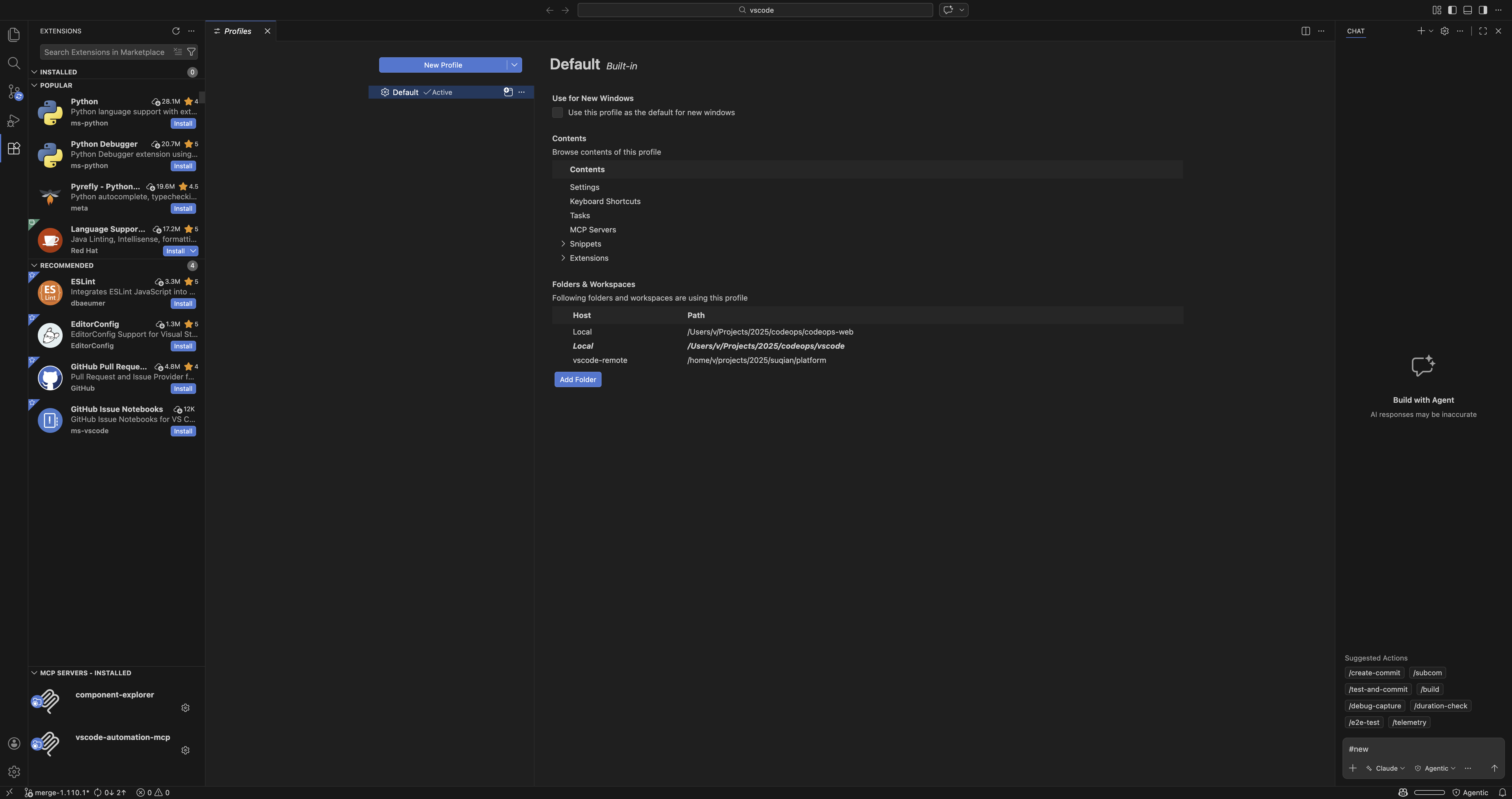 Drift IDE — full VSCode experience with extensions and profiles