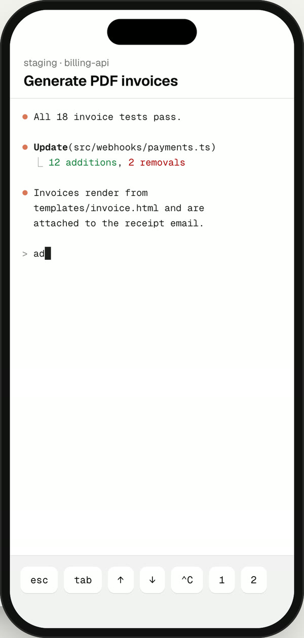 The Drift iPhone app showing the agent's reply after tapping its notification